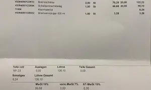 Rechnung für Bremsenwechsel bei Mercedes: Teile und Lohnkosten. Was kostet Bremsen wechseln bei Mercedes? Hier die Details.
