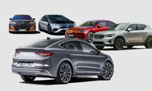Verschiedene auto marken wie BMW, Mercedes, Hyundai, Volvo und Skoda sind in dieser Collage zu sehen.